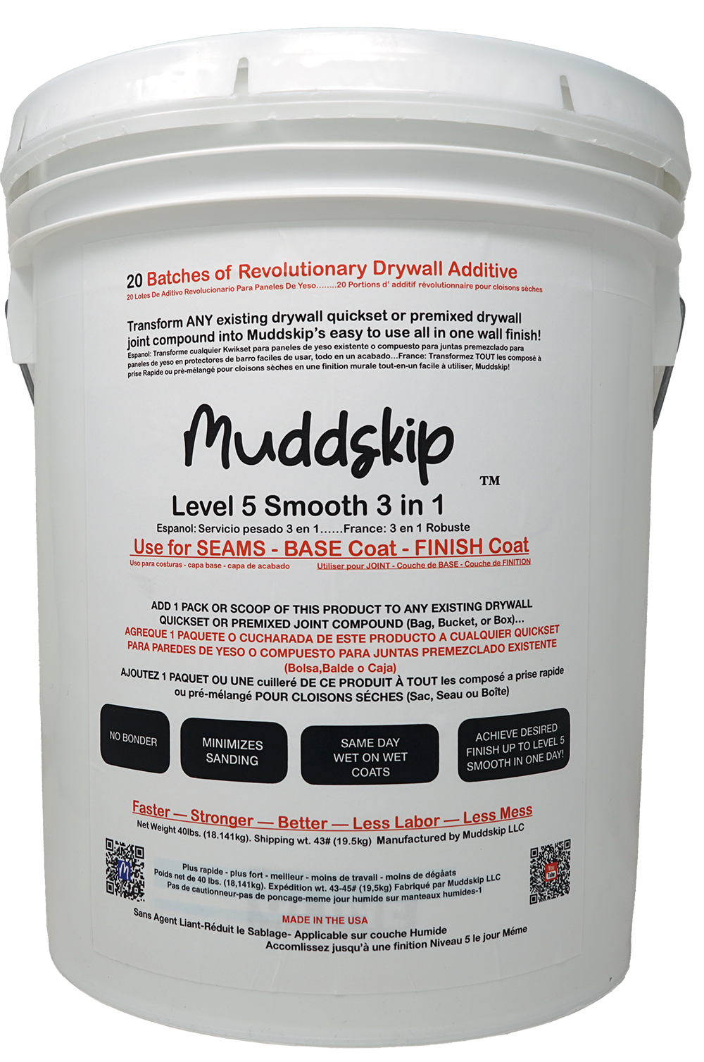 Muddskip™ Level 5 SMOOTH 3-in-1 Drywall Additive | WallboardTrim