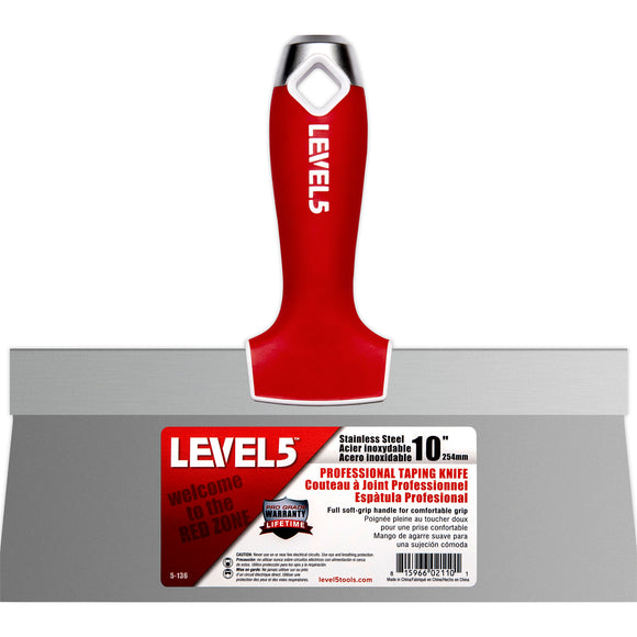 LEVEL5 Stainless Steel Taping Knife with Soft Grip Handle