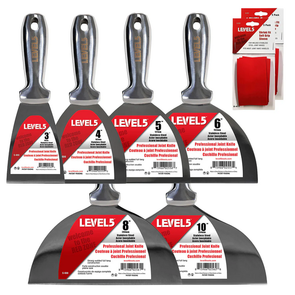 LEVEL5  Welded Joint Knife Set (3"/ 4"/ 5"/ 6"/ 8"/ 10") with Heat-Shrink Grips