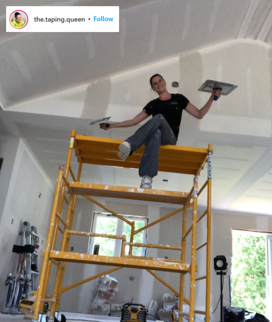 Instagram photo of worker on scaffold
